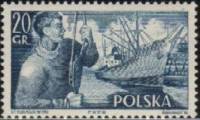 (1956-008) Марка Польша "Портовый рабочий"   Польский торговый флот II O