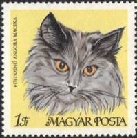 (1968-86) Марка Венгрия "Дымчатая персидская"    Домашние кошки III Θ