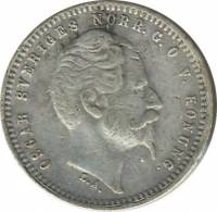 () Монета Швеция 1855 год 25  ""   Биметалл (Серебро - Ниобиум)  UNC