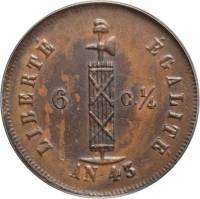 (№1846km29) Монета Гаити 1846 год 6frac14; Centimes (В 43)