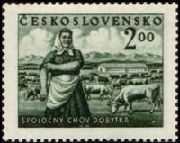 (1951-014) Марка Чехословакия "Доярка"    Сельское хозяйство III Θ