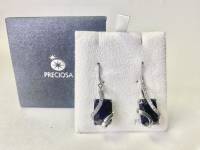 Серьги серебро 925 пр 10,7 гр цирконий застежка петля Preciosa Чехия в подарочной коробке