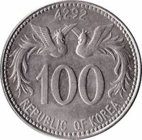 (№1959km3) Монета Корея Южная 1959 год 100 Hwan
