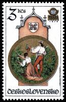 (1978-034) Марка Чехословакия "Сбор урожая"    Пражская астрономическая башня с часами III Θ