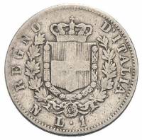 (№1862km5.2) Монета Италия 1862 год 1 Lira (Неаполь)