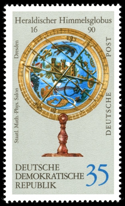 (1972-073) Марка Германия (ГДР) &quot;Глобус (6)&quot;    Глобусы Земные и небесные II Θ