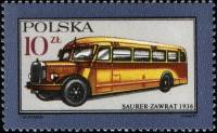 (1987-018) Марка Польша "Автобус "Заурер-Заврат", 1936"    Автомобили и мотоциклы III Θ