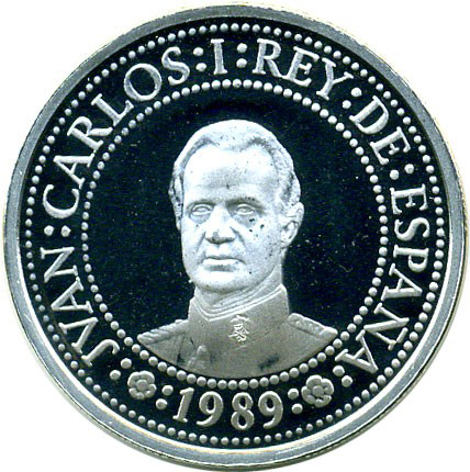 (1989) Монета Испания 1989 год 500 песет &quot;Открытие Америки. 500 лет&quot;  Серебро Ag 925  PROOF