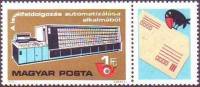 (1978-050) Марка + купон Венгрия "Ворона с конвертом"    Автоматическая машина для сортировки писем 