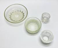 Конфетница + 2 креманки + рюмка, стекло, 4 предмета