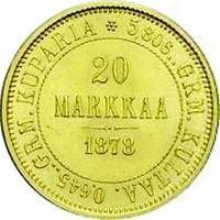 (1878, S) Монета Финляндия 1878 год 20 марок   Золото Au 900  UNC
