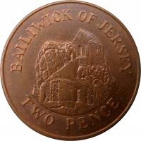 (№1992km55b) Монета Джерси 1992 год 2 Pence (магнитный)