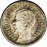 (№1859km131) Монета Гватемала 1859 год frac12; Real