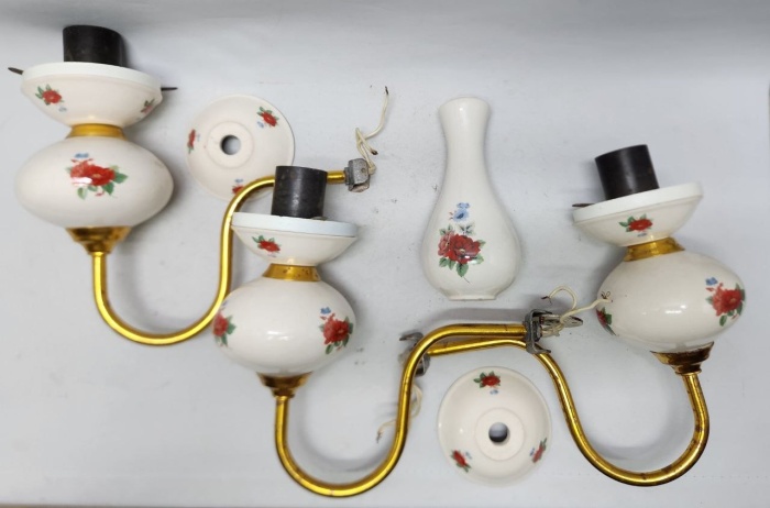 Люстра потолочная 3 плафона трехрожковая, керамика (в разобранном виде)