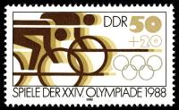 (1988-058) Марка Германия (ГДР) "Велоспорт"    Летние ОИ 1988, Сеул III O