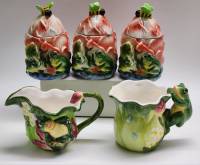 Банки для хранения Соусник и Чашка-ваза Лягушки Пчелы лепнина керамика (5 предметов)