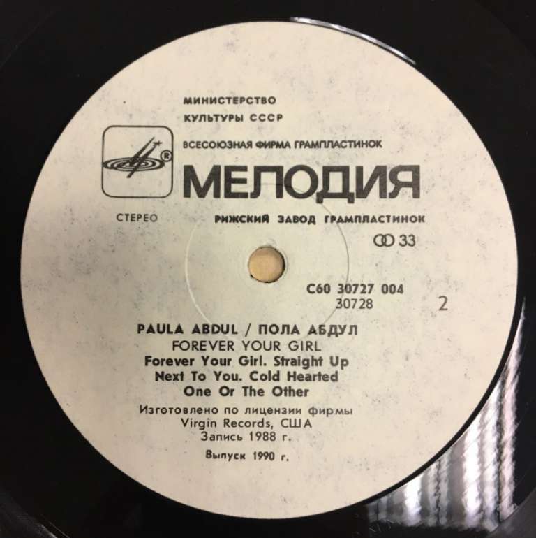 Пластинка виниловая , Forever your girl Мелодия 300 мм. (Сост. на фото)