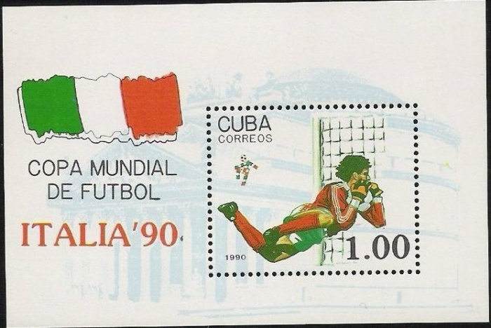 (1990-010) Блок марок  Куба &quot;Футболист&quot;    ЧМ по футболу 1990 Италия III Θ