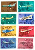 1969-110-117  Серия Набор марок (8 шт) СССР  Развитие гражданской авиации II Θ
