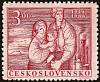 (1948-023) Марка Чехословакия "Семья (Красная)" ,  III O
