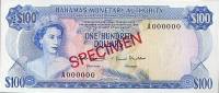 (№P-33s) Банкнота Багамские острова 1968 год 100 Dollars "Багамский доллар"