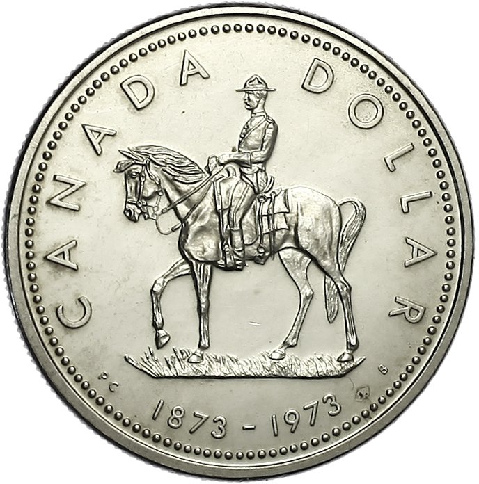(1973) Монета Канада 1973 год 1 доллар &quot;Канадская конная полиция. 100 лет&quot;  Серебро Ag 500  UNC
