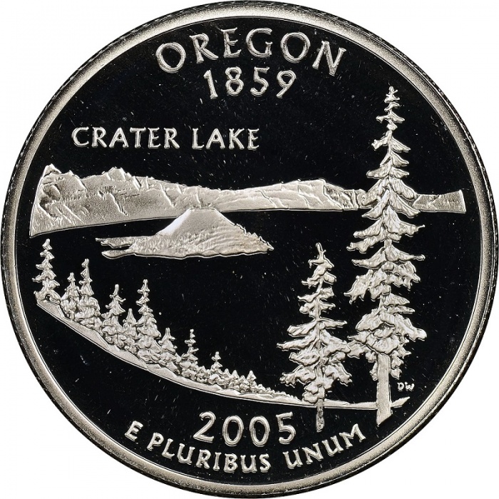 033p Монета США 2005 год 25 центов Орегон  Медь-Никель  UNC