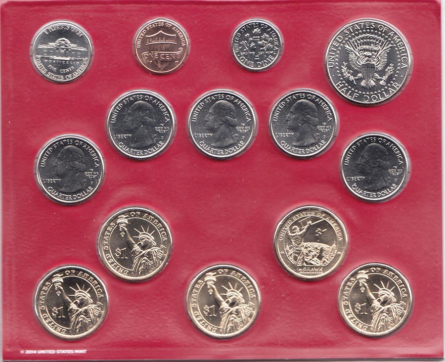 (2015pd, 28  м.) Набор США 2015 год   UNC