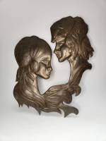 Панно металл чеканка фигурная СССР Пара влюбленных 
