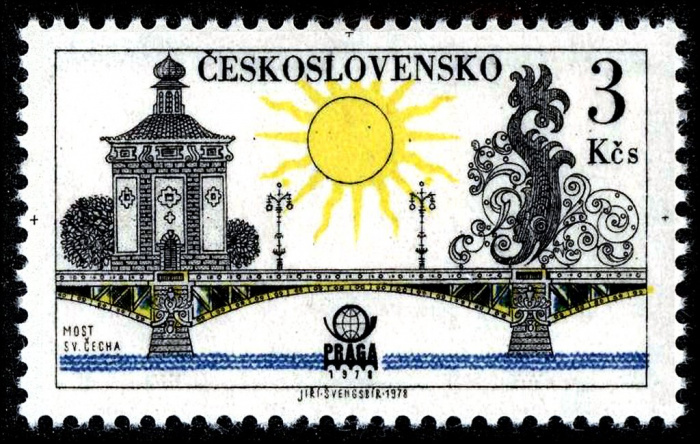 (1978-029) Марка Чехословакия &quot;Мост сватоплука Чеха &quot; ,  III Θ