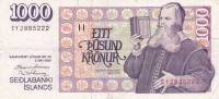 () Банкнота Исландия 1994 год 1 000 крон "Бриньоульвюр Свейнссон"   UNC