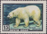 1957-031 Марка СССР Белый медведь   Фауна II O