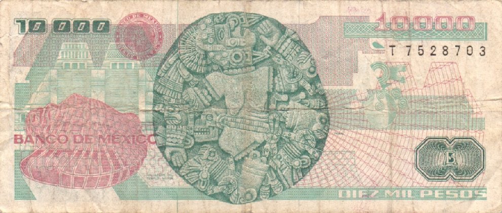(,) Банкнота Мексика 1991 год 10 000 песо &quot;Ласаро Карденас&quot;   UNC