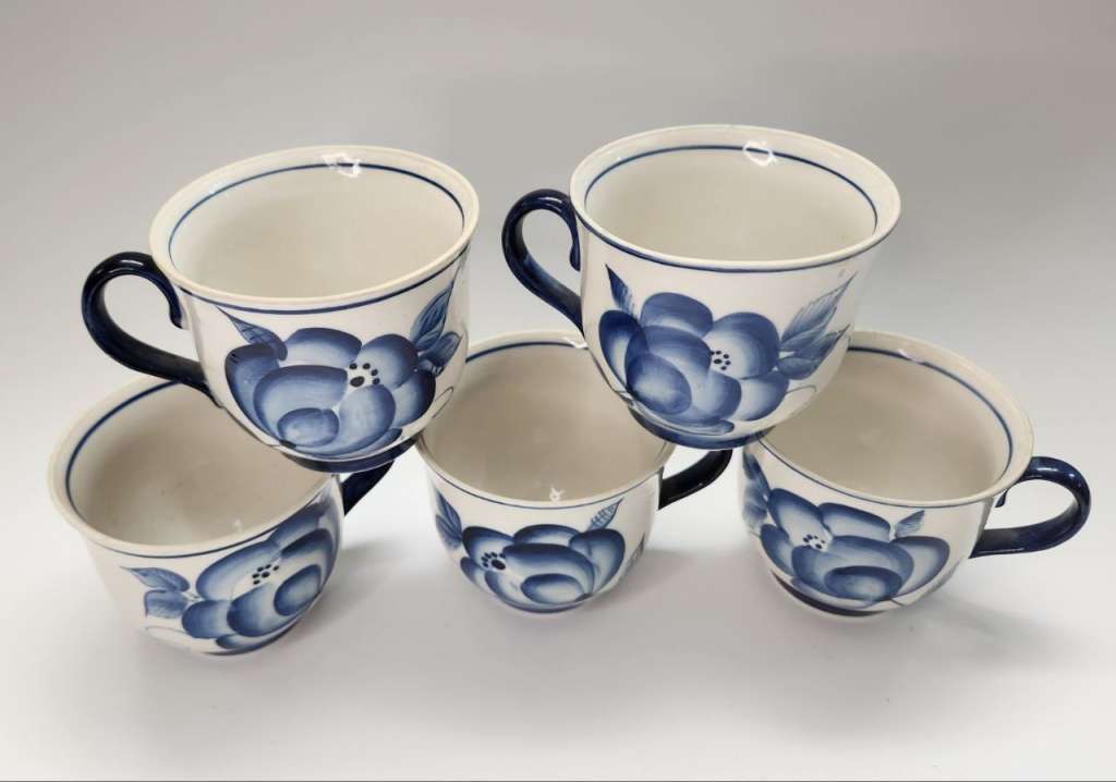 Кружки чашки чайные Гжель СССР, 5 шт