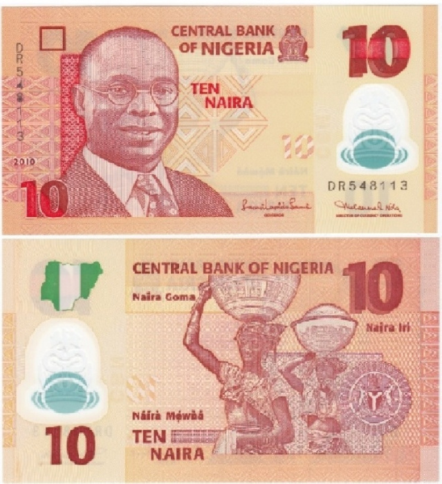 (2010) Банкнота Нигерия 2010 год 10 найра &quot;Альван Икоку&quot; Пластик  UNC