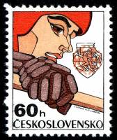 (1977-003) Марка Чехословакия "Хоккей на льду"    6-я Зимняя Спартакиада дружественных армий III Θ