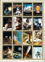 (№1973-2637) Лист марок Эмират Аджман (ОАЭ) 1973 год "Космических успехов США", Гашеный
