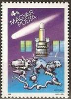 (1986-005) Марка Венгрия "Спутник Астрон СССР"    Комета Галлея III Θ