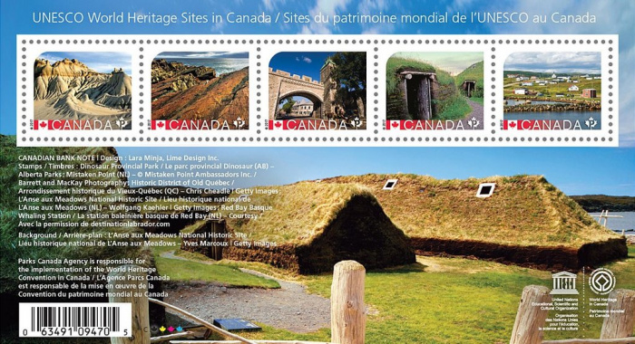 Блок марок Канада 2017 год &quot;Всемирного наследия ЮНЕСКО в Канаде&quot;, Гашеный