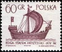 (1965-007) Марка Польша "Когг"   Парусные суда I Θ
