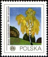 (1978-037) Марка Польша "Береза"    Охрана окружающей среды III Θ