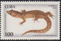 (№3797) Марка Куба 1994 год "Гуантанамо крайней мере Геккон Sphaerodactylus armasi", Гашеная