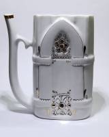 Бюветница Кружка Поильник для минеральной воды белый с золотым фарфор бисквит позолота