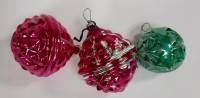 Набор ёлочных игрушек "Ассорти", стекло, 3 шт., СССР (сост. на фото)