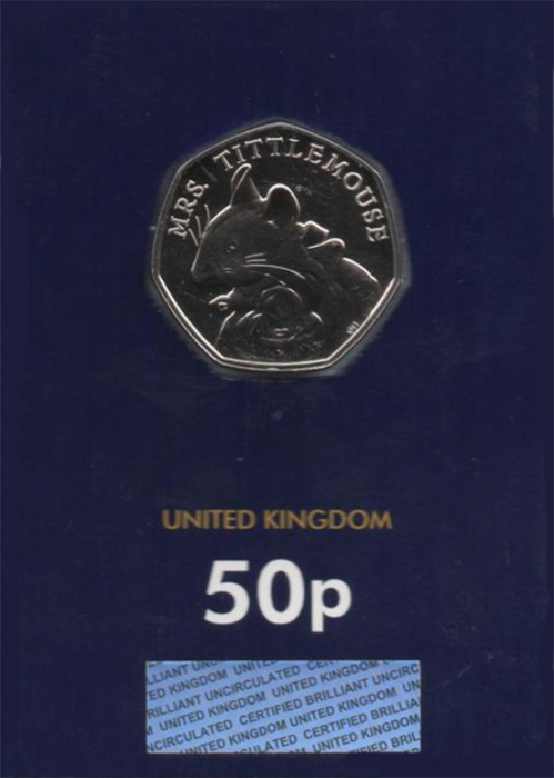 (2018) Монета Великобритания 2018 год 50 пенсов &quot;Миссис Титлмаус&quot;  Медь-Никель  Буклет