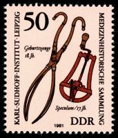 (1981-081) Марка Германия (ГДР) "Пинцет"    Старые медицинские инструменты II Θ