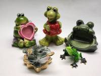 Статуэтки фигурки Лягушки 5 штук Денежная жаба Копилка с фоторамкой С сердцем 