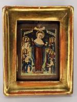Икона Божьей Матери всех скорбящих радость с грошиками 19 век письмо по дереву