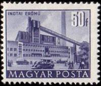 (1952-043) Марка Венгрия "Электростанция, Инота"    Здания построенные за  Пятилетку  (Стандартный в