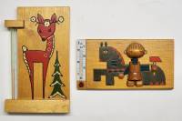 Панно Термометры 2 шт дерево СССР винтаж олененок лошадь и рабочий